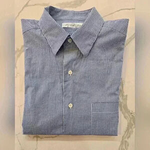 Brooks Brothers Classic Plaid Button Down Shirt Blue White Mens Size 16-34/35